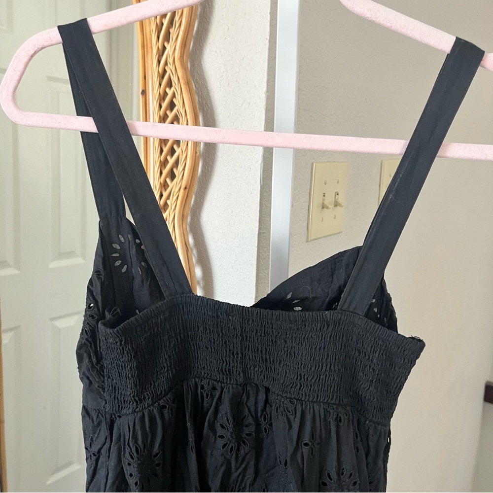 Zara / Cutwork Embroidery Midi Black Dress - Picture 6 of 7